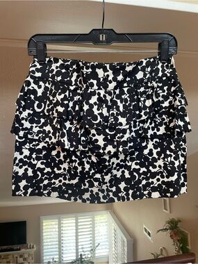 Ruffle Tiered Mini Skirt in Black & White